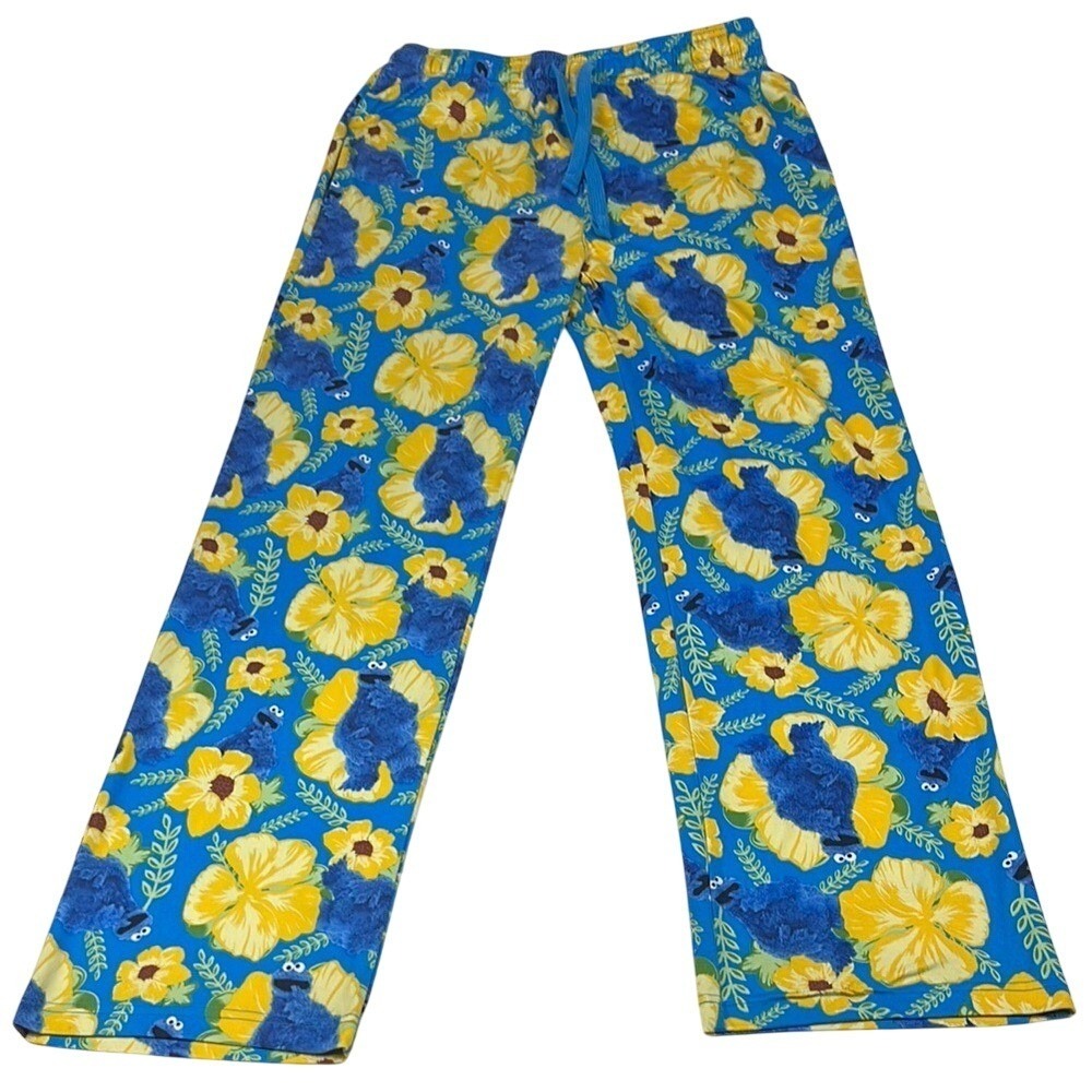 Sesame Street‎ Cookie Monster Sleep Pants Elastic Drawstring Mens Size Small